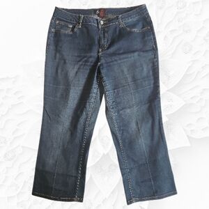 Earl Jeans Dark Blue Straight Leg Cropped Women's Jeans